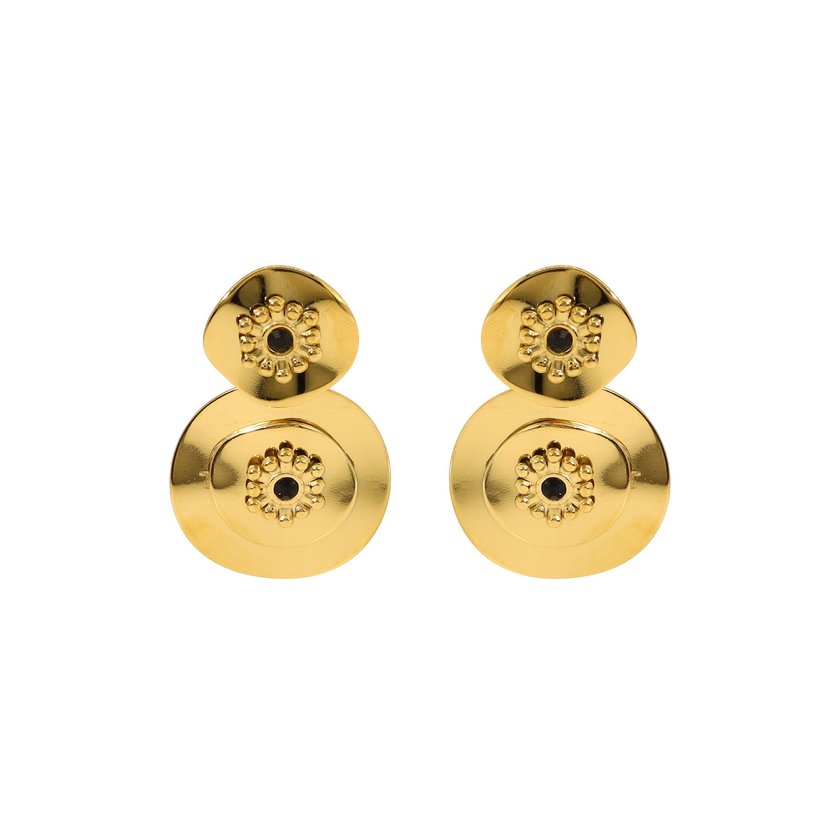 Boucles d'oreilles en acier texture fleur GB