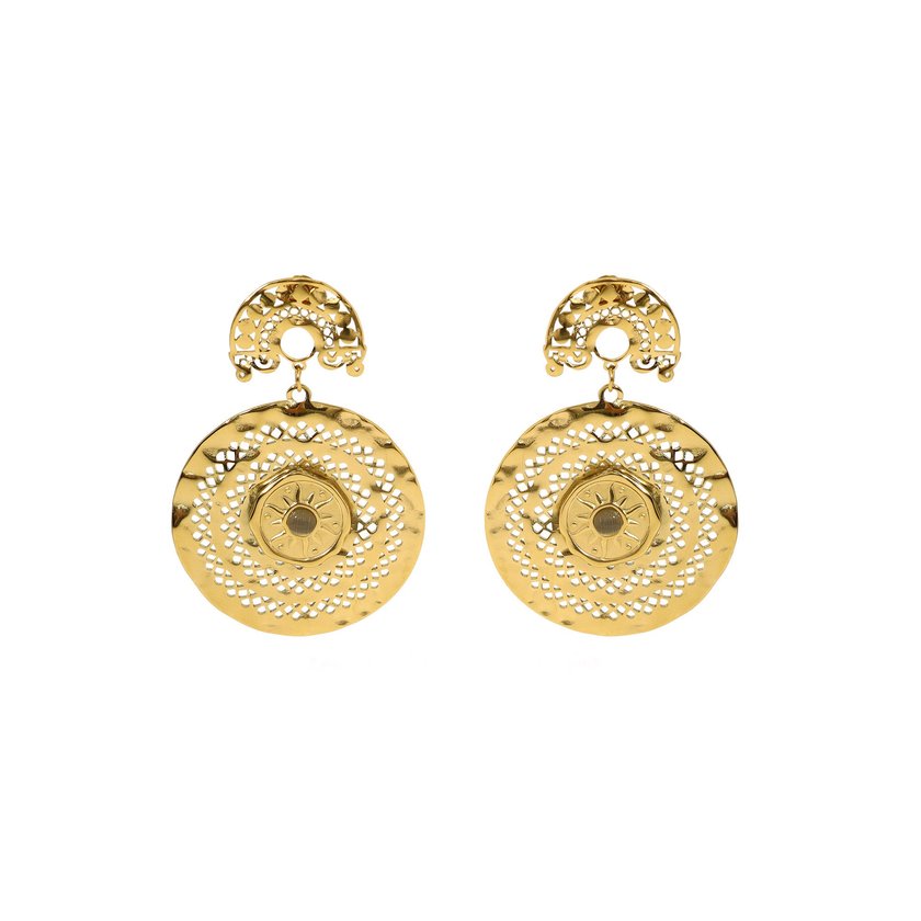 Boucles d'oreilles en acier texture soleil GB