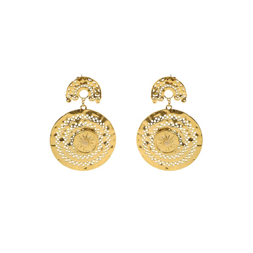 Steel earrings texture sun GB