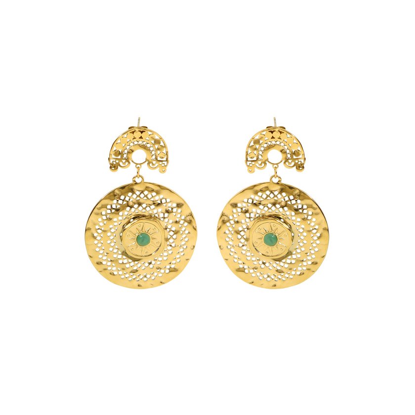 Boucles d'oreilles en acier texture soleil GB