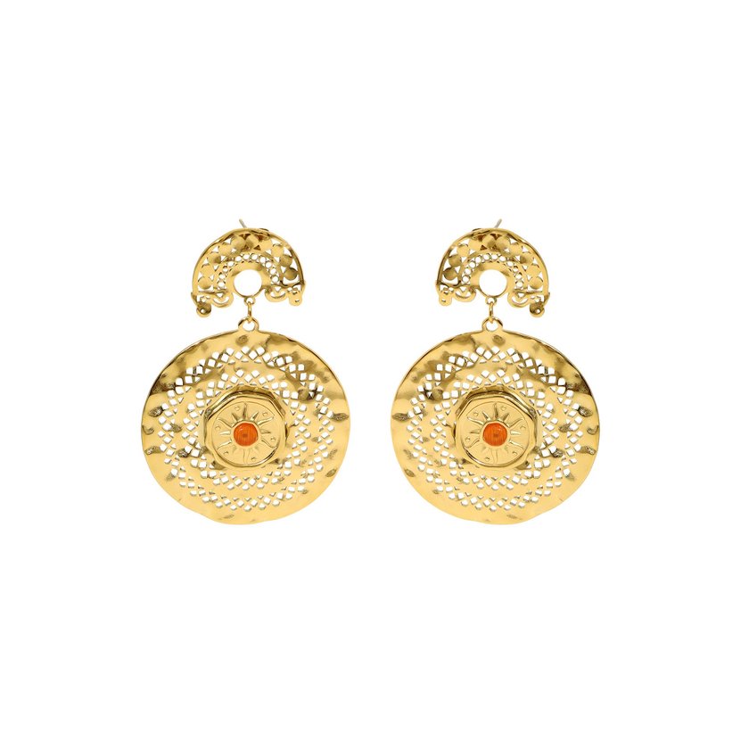 Boucles d'oreilles en acier texture soleil GB