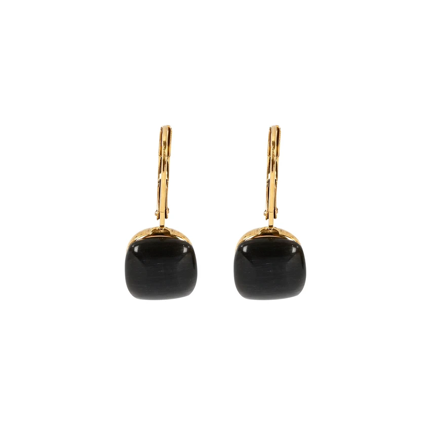 Boucles d\'oreilles en acier avec pierre carré GB