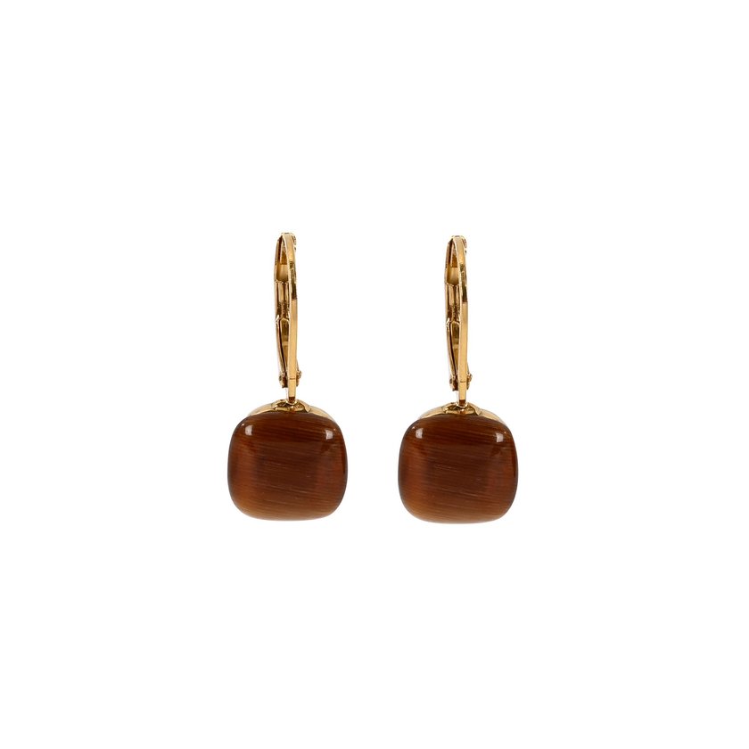 Boucles d'oreilles en acier avec pierre orange GB