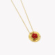 Steel necklace round flower GB