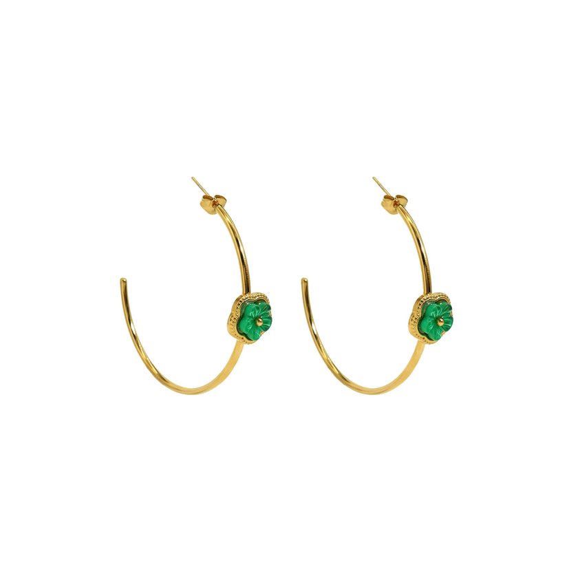 Argolas em aço fina flor vermelha GB