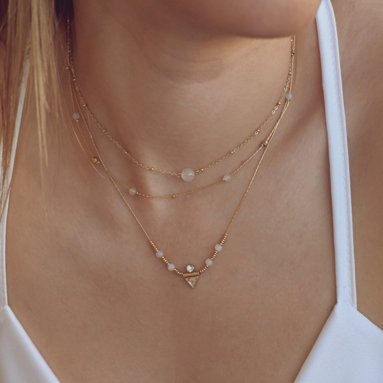 Steel necklace brilliant triangular GB