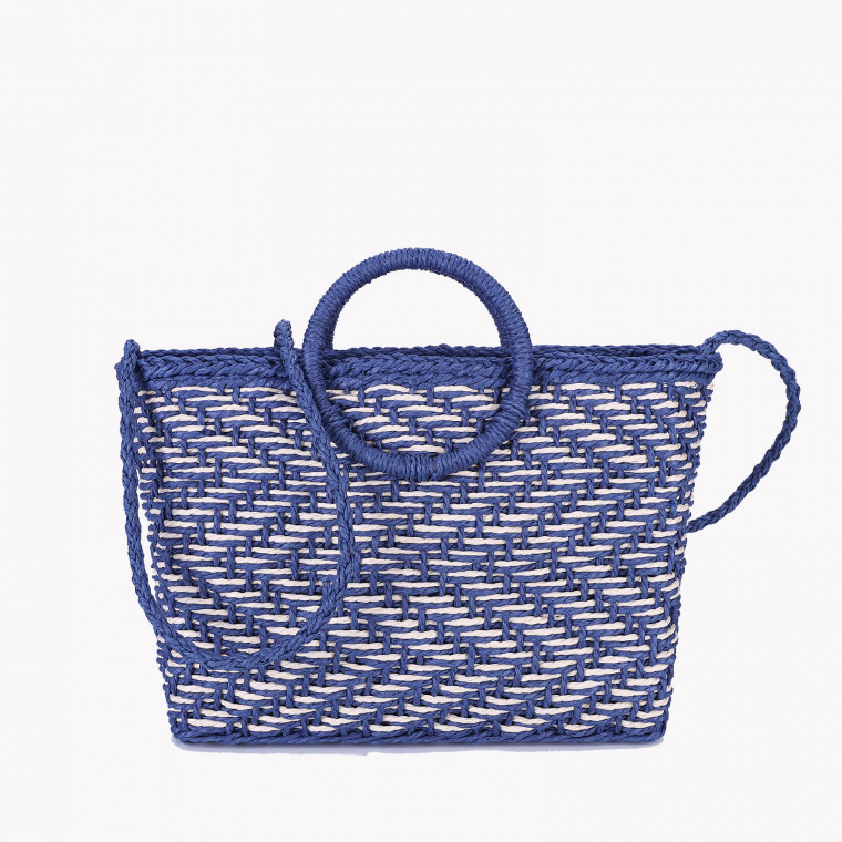 Straw suitcase braided with handle GB