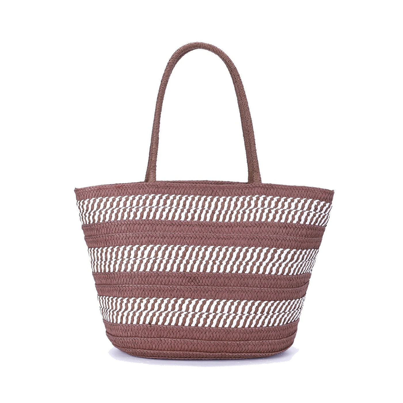 Bolso de paja trenzada con rayas GB
