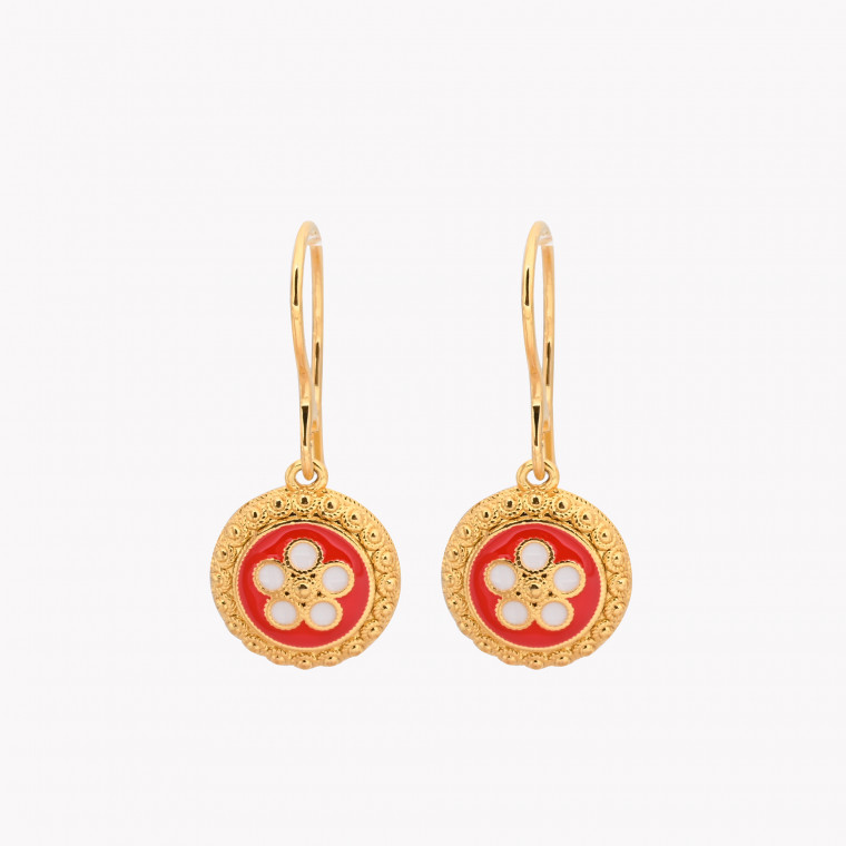 Gold plated earrings traditional flower GB