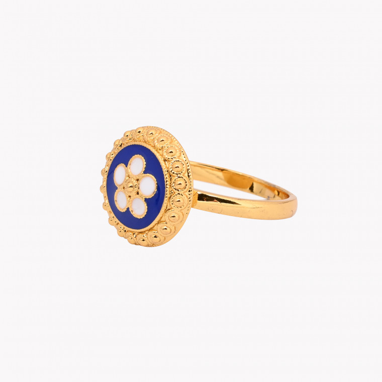 Gold plated ring traditional flower GB