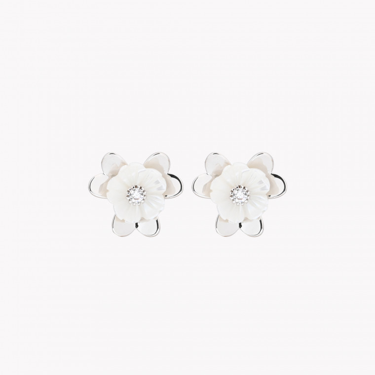 Steel earrings flower motherpearl GB