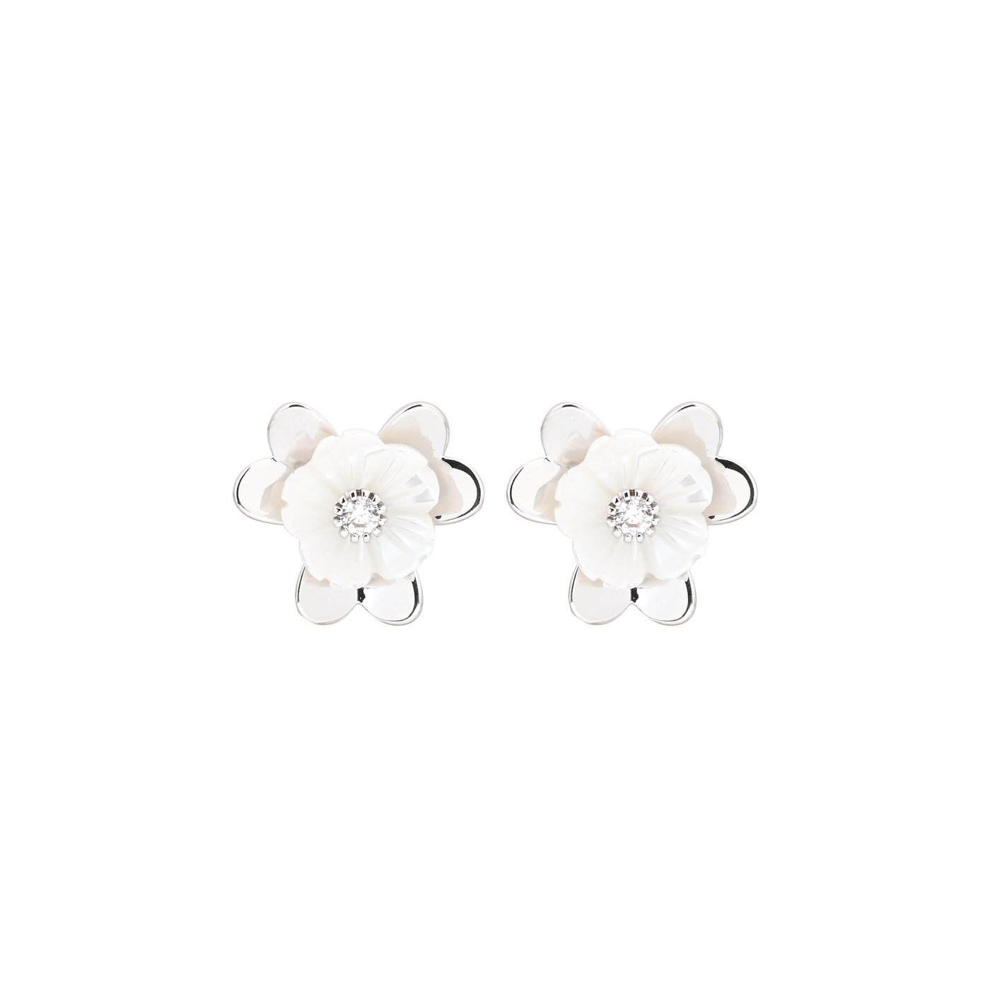 Boucles d\'oreilles en acier fleur nacre GB