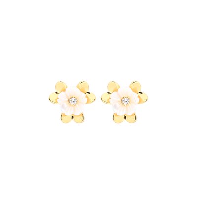 Boucles d\'oreilles en acier fleur nacre GB