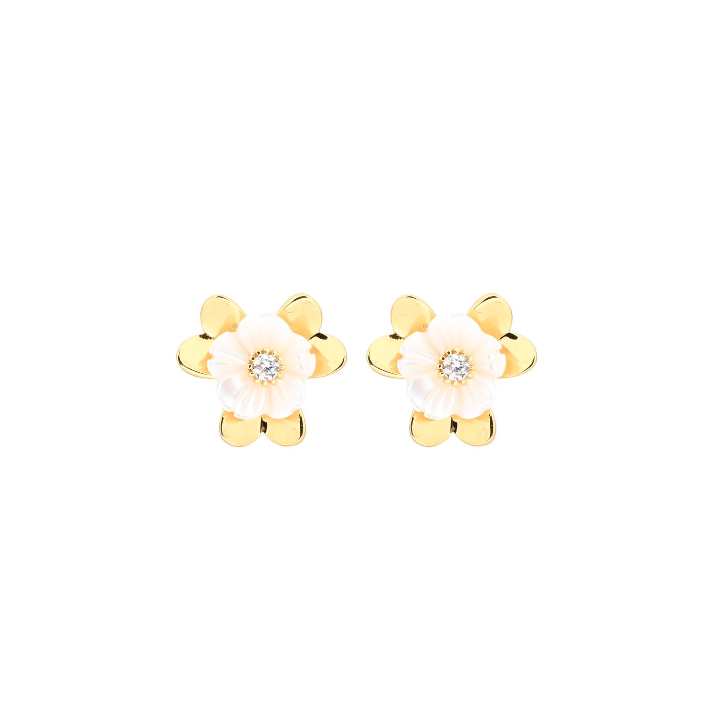 Boucles d\'oreilles en acier fleur nacre GB