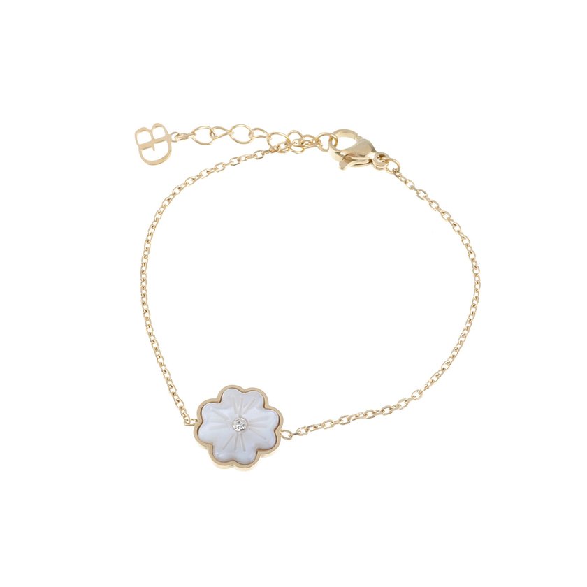 Pulseira em aço trevo brilhante GB