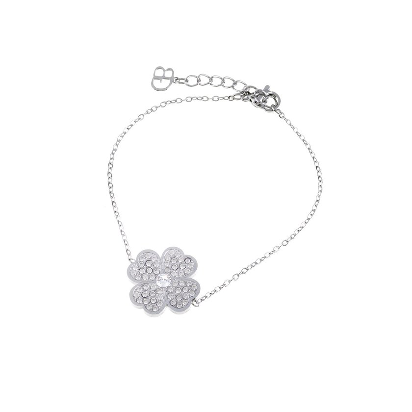 Bracciale in acciaio trifoglio e zirconita GB