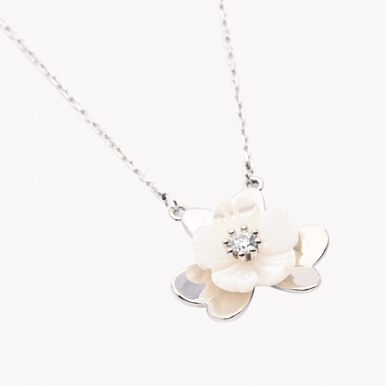 Steel necklace flower motherpearl GB