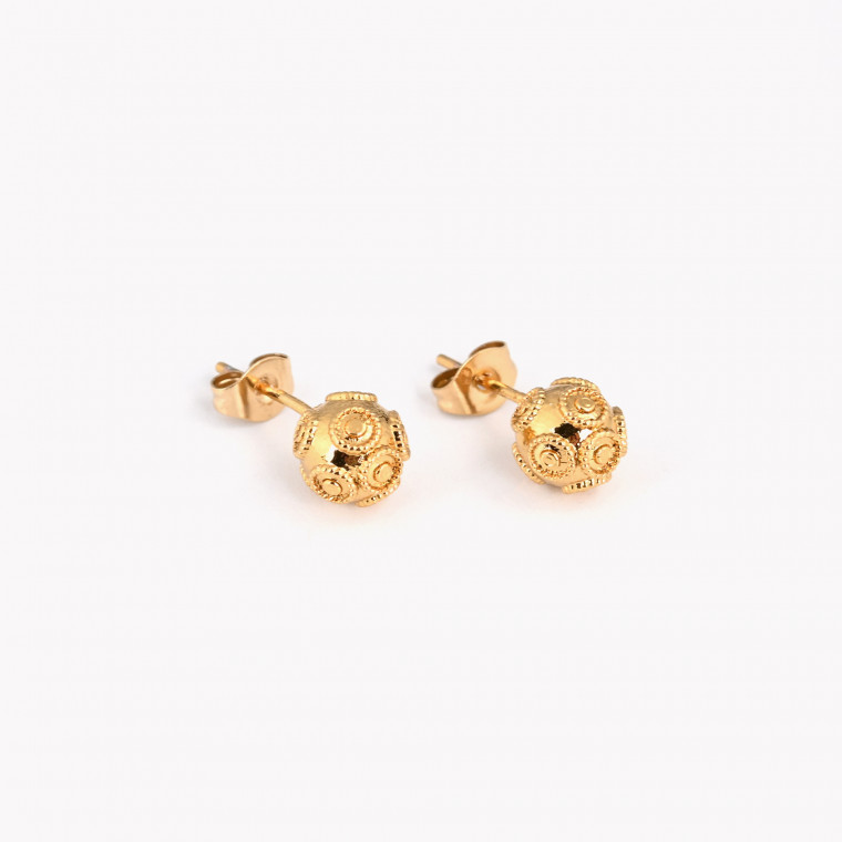 Gold plated earrings bola de viana 8mm GB