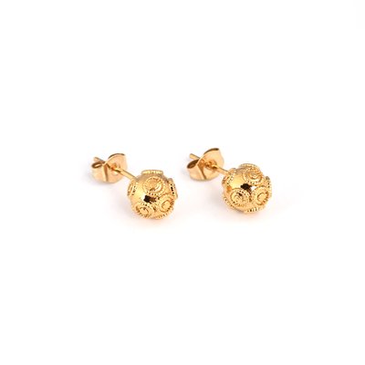 Gold plated earrings bola de viana 8mm GB