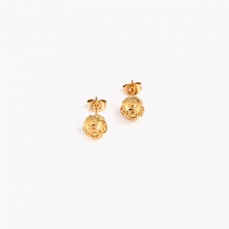 Gold plated earrings bola de viana 8mm GB