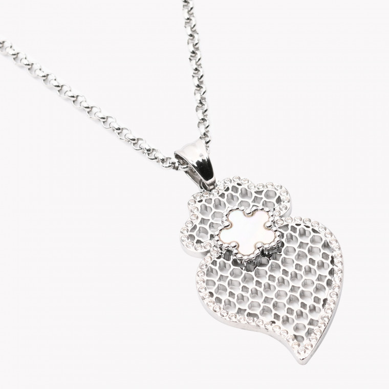 Steel necklace coração de viana zirconies GB