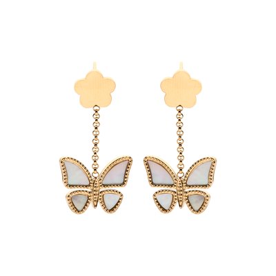 Boucles d\'oreilles en acier papillon nacre GB