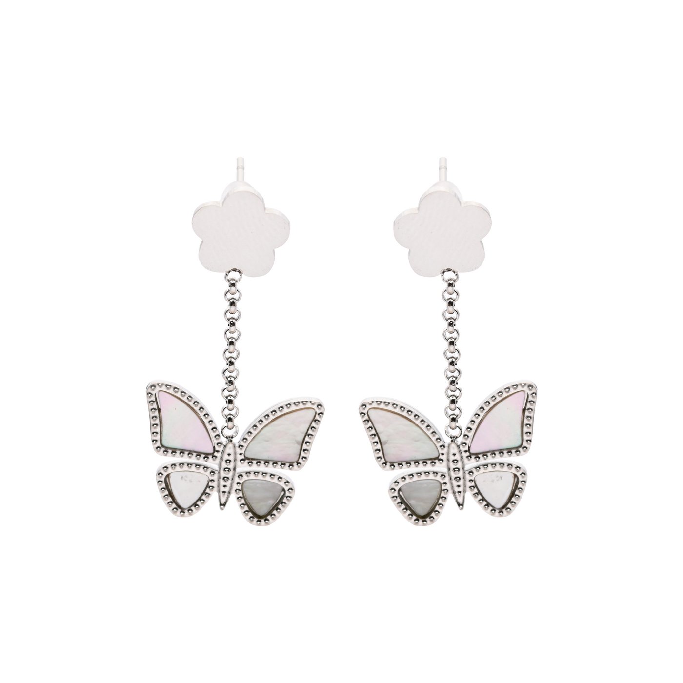 Boucles d\'oreilles en acier papillon nacre GB