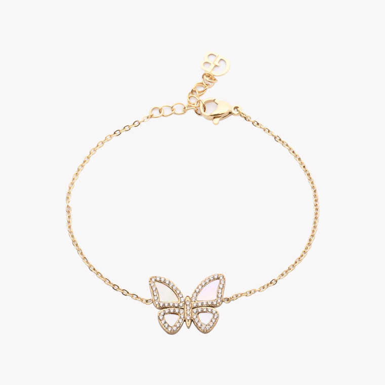 Steel bracelet butterfly motherpearl GB