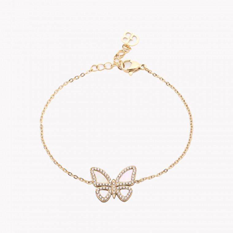 Bracelet en acier papillon nacre GB