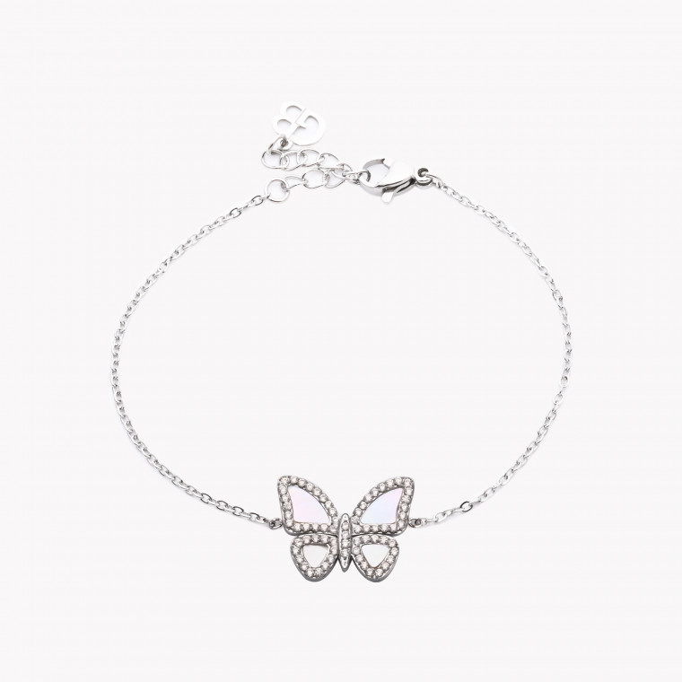 Steel bracelet butterfly motherpearl GB