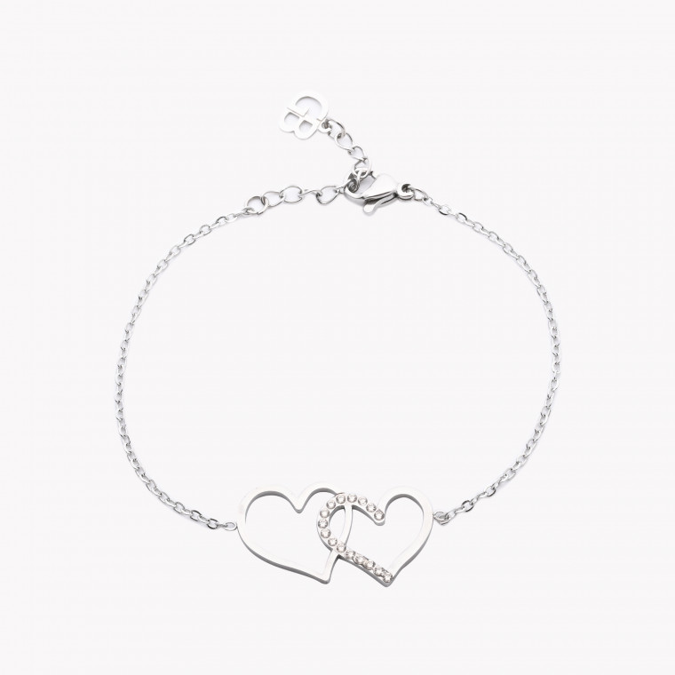 Steel bracelet brilliant hearts GB