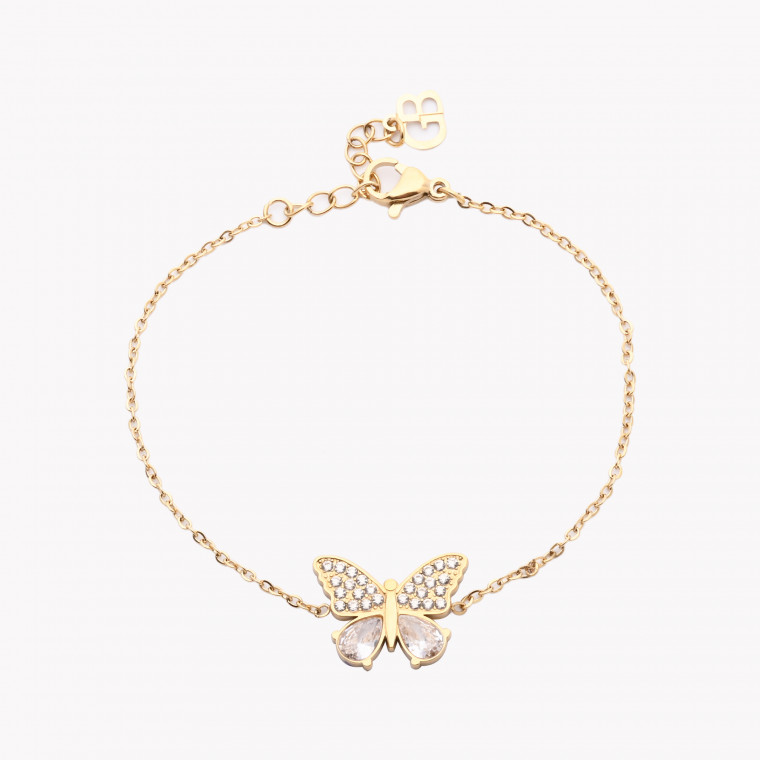 Pulsera en acero oval mariposa GB