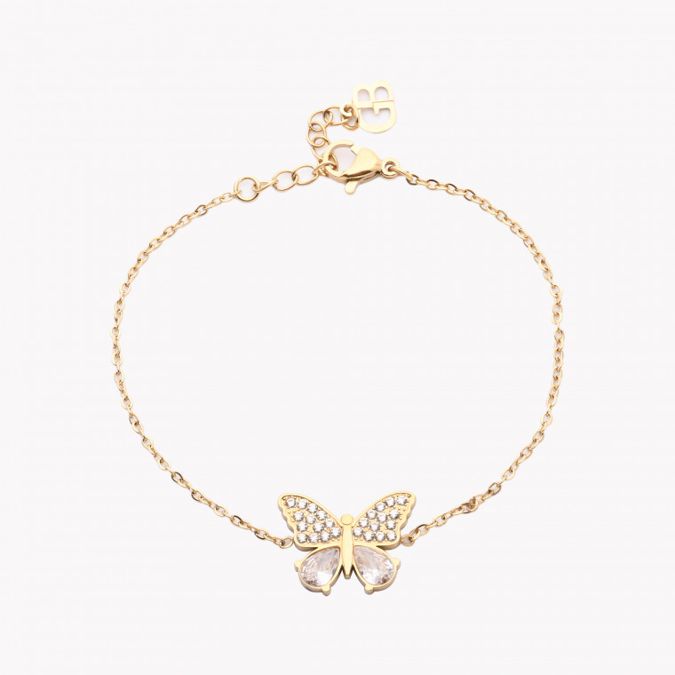 Steel bracelet oval butterfly GB
