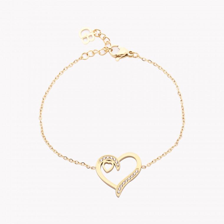 Bracelet en acier brillant coeur GB