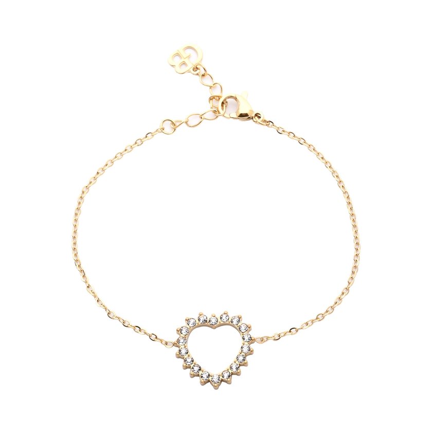 Pulseira em aço coração com brilhantes GB