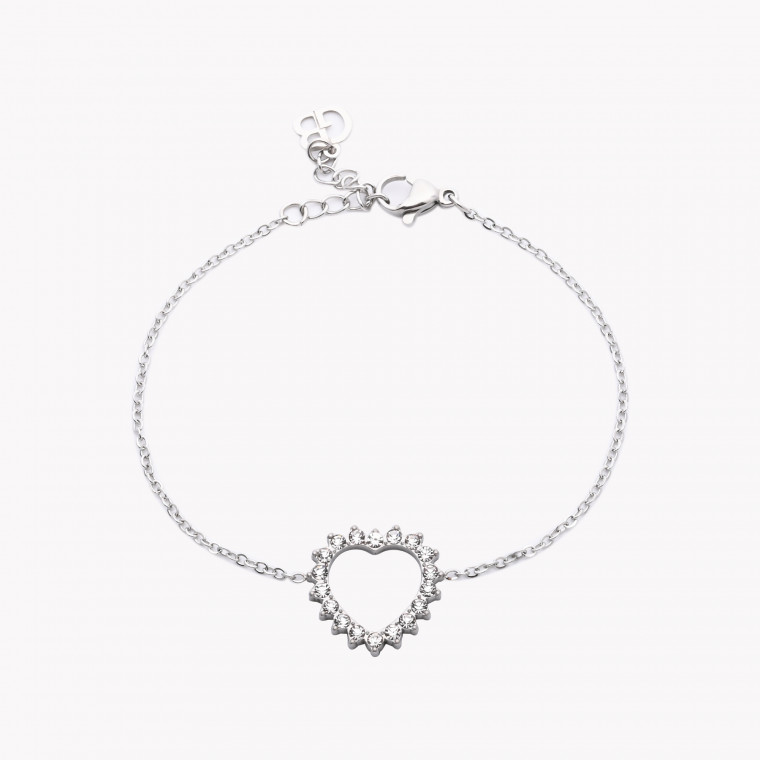 Bracelet en acier coeur avec brillants GB