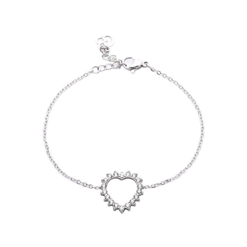 Pulseira em aço coração com brilhantes GB