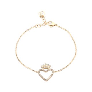 Bracciale in acciaio cuori e corona GB