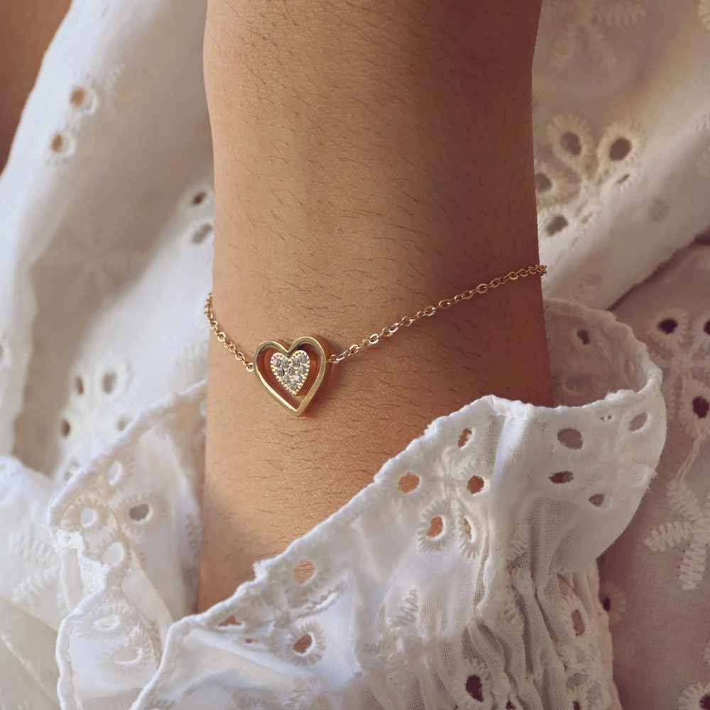 Pulseira em aço coração aberto GB