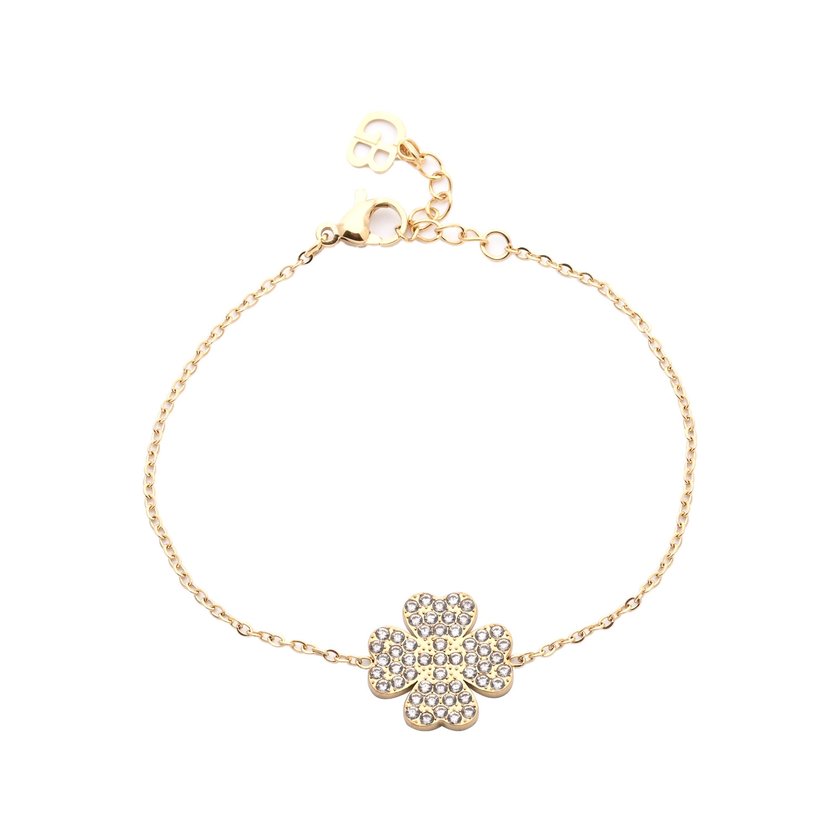 Steel bracelet brilliants clover GB