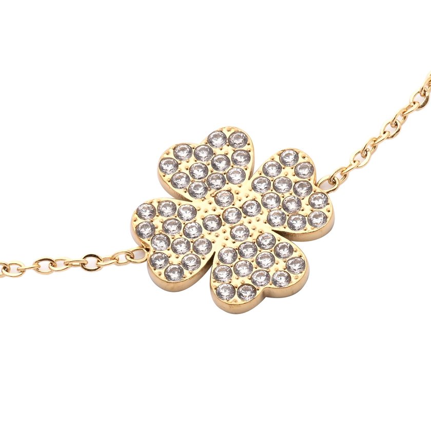 Steel bracelet brilliants clover GB