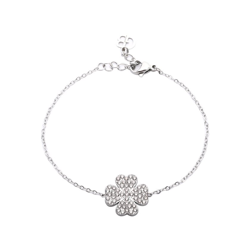 Pulseira em aço brilhantes trevo GB