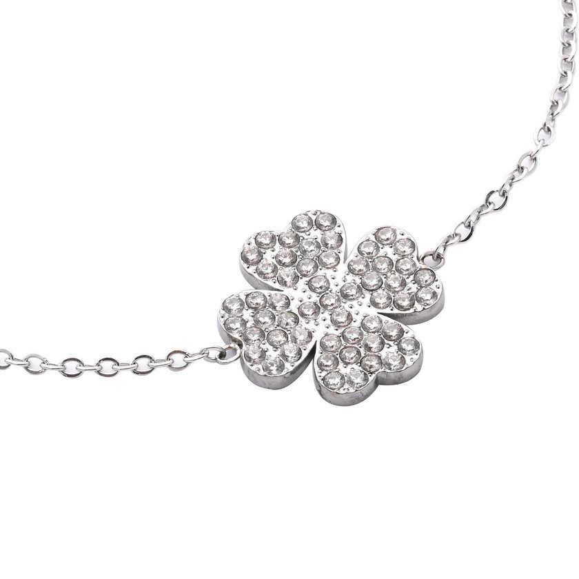 Pulseira em aço brilhantes trevo GB