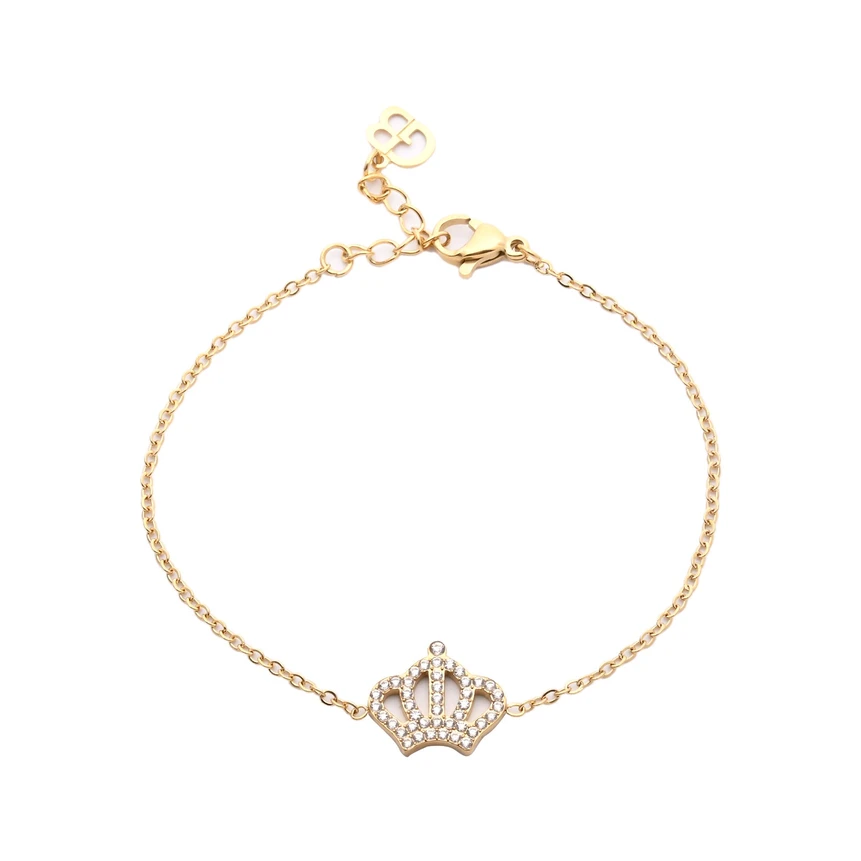 Steel bracelet brilliants crown GB