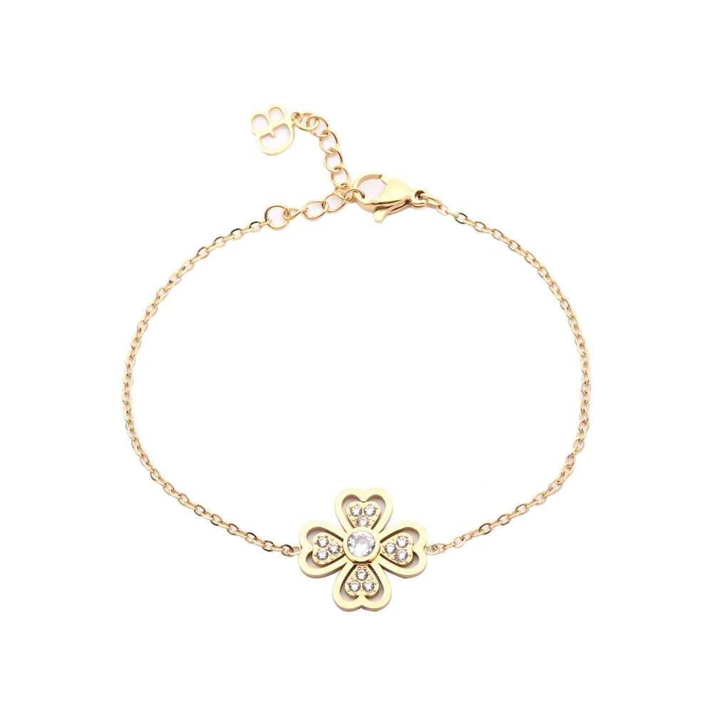 Pulseira em aço trevo aberto GB