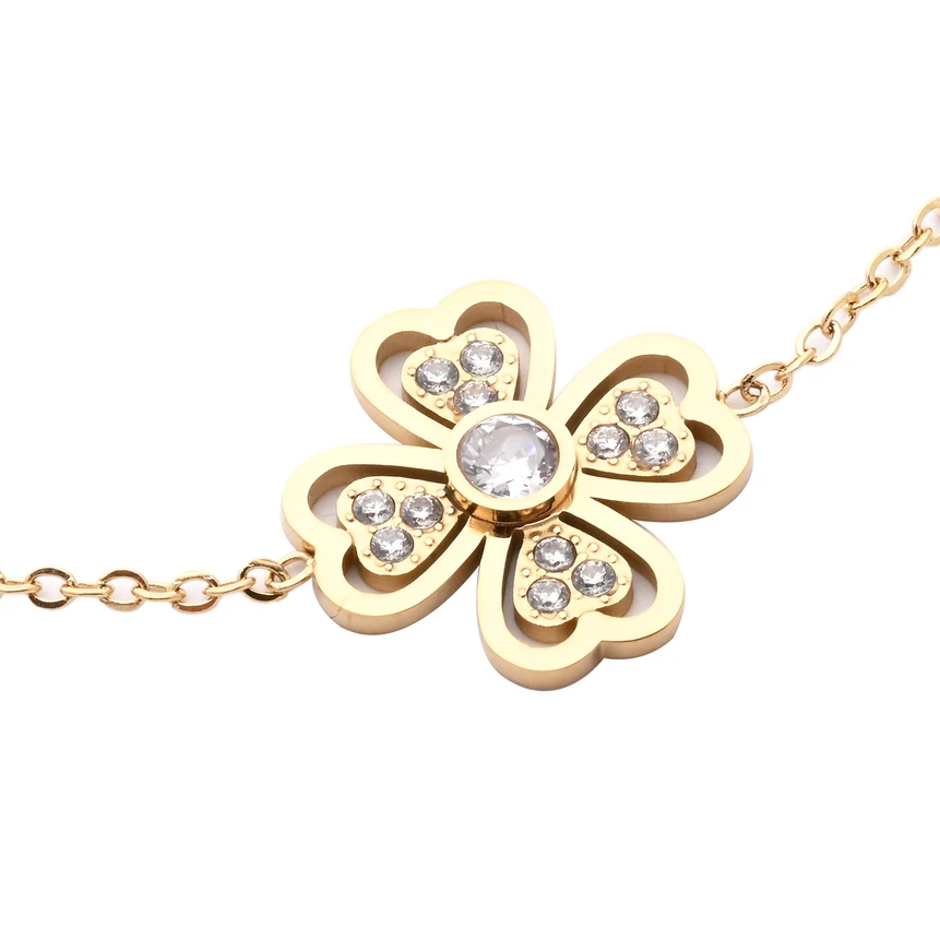 Pulseira em aço trevo aberto GB