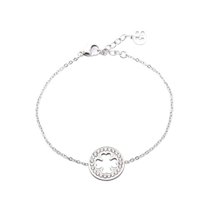 Pulsera en acero redonda trébol GB