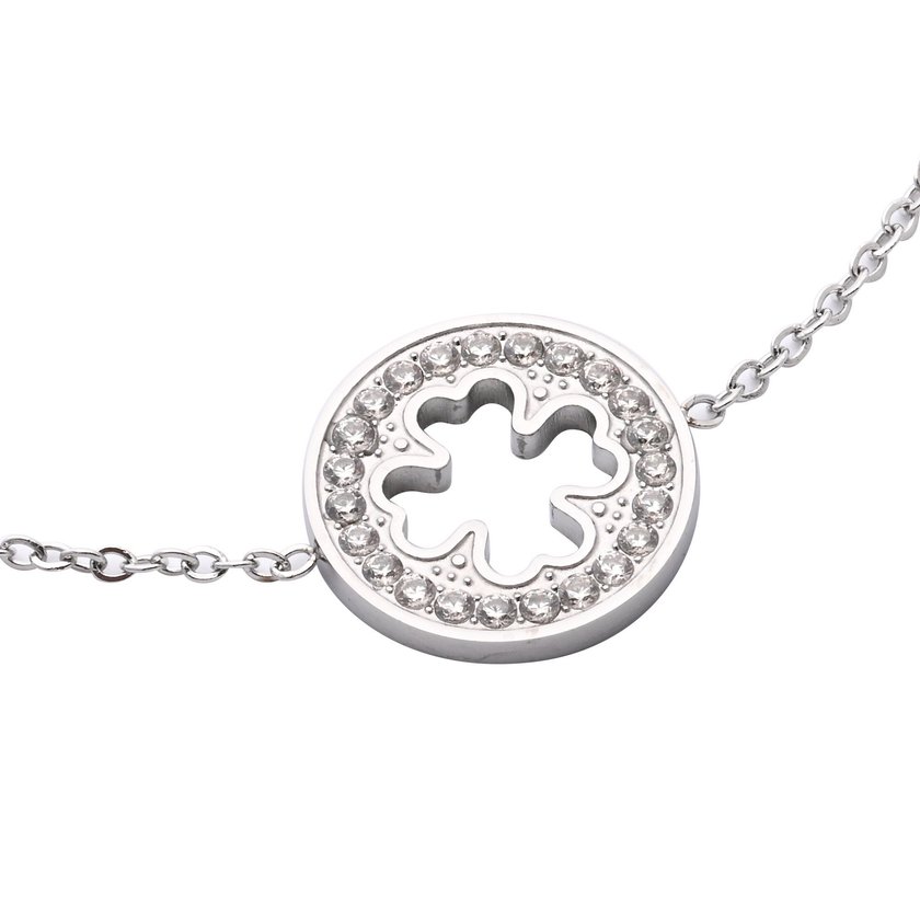 Pulseira em aço redonda trevo GB