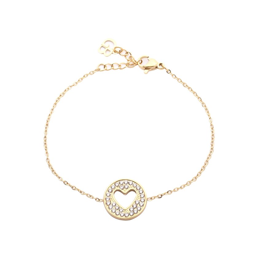 Pulseira em aço redonda coração GB