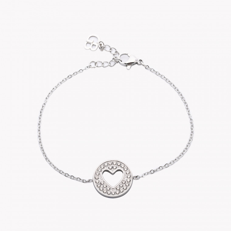 Steel bracelet round heart GB